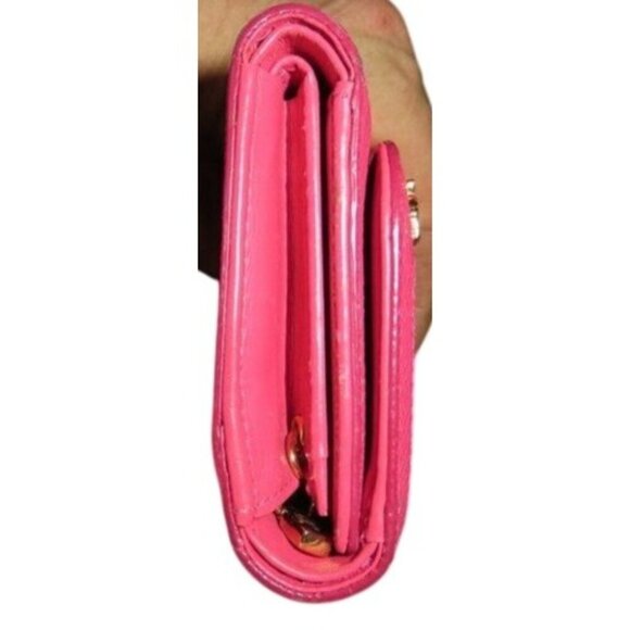 MCM Visetos Leather Studded Logo Motifs Medium Trifold Wallet Fuchsia Magenta - Picture 5 of 15